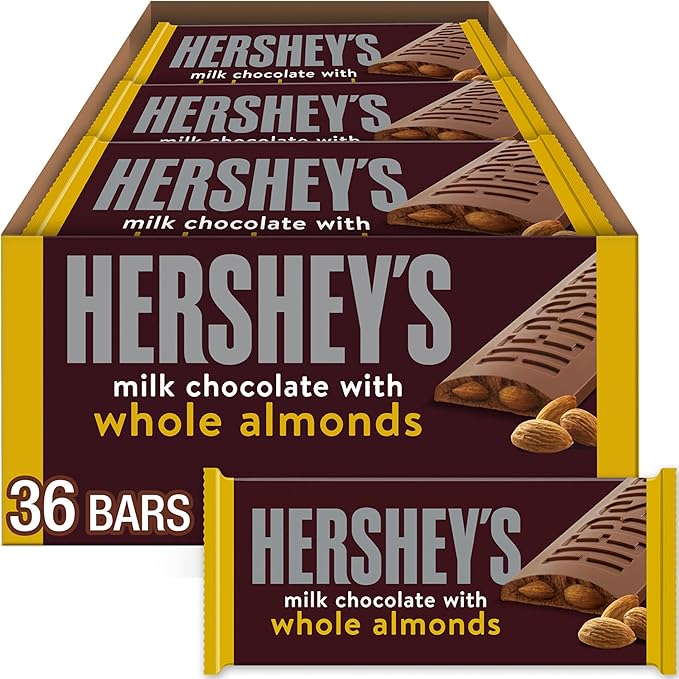 HERSHEY'S Milk Chocolate with Whole Almonds Candy Bars 1.45 oz (36 Count)