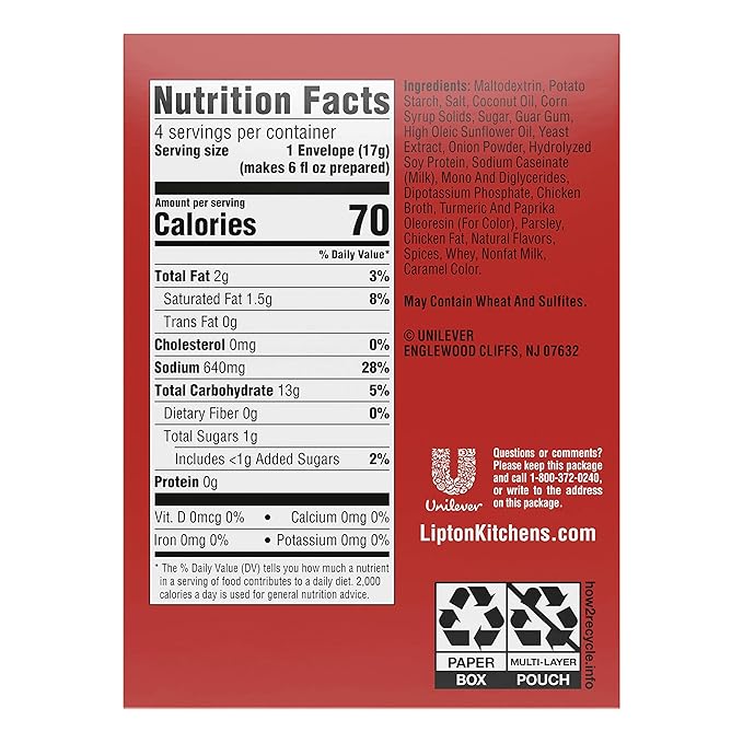 SOUP SECRETS Lipton Cup-a-Soup Instant Soup For a Warm Cup of Soup Cream of Chicken Only 70 Calories Per Serving 4 Count (12 Pack)