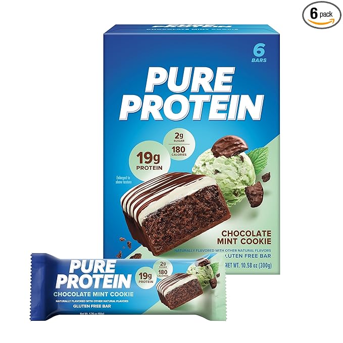 Pure Protein Bars High Protein Nutritious Snacks to Support Energy Low Sugar Gluten-free Chocolate Mint Cookie1.76oz 6 Pack