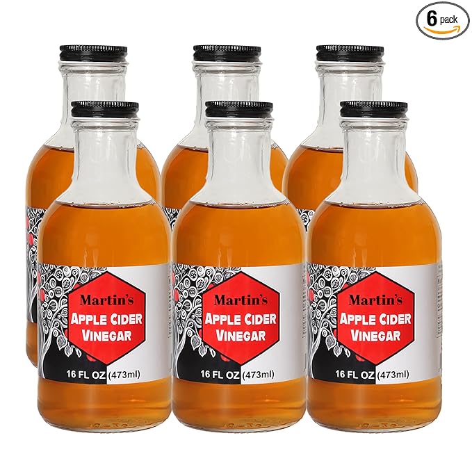 Slide Ridge Martin's Honey Apple Cider Vinegar | Crispy &amp Sweet | Wellness Kitchen &amp Household Staple | 16 oz (Pack of 6)