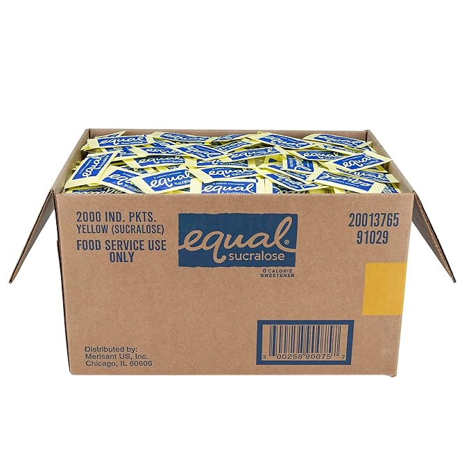 EQUAL Yellow 0 Calorie Sweetener Sucralose Sugar Substitute Zero Calorie Sugar Alternative Sweetener Packets Sugar Alternative Erythritol Free 2000 Ct (Pack of 1)
