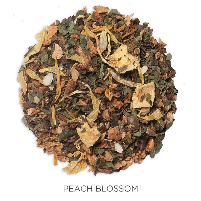 Tea Forte Peach Blossom Premium Organic Loose Leaf Caffeinated White Tea Blend Canister Makes 35-50 Cups