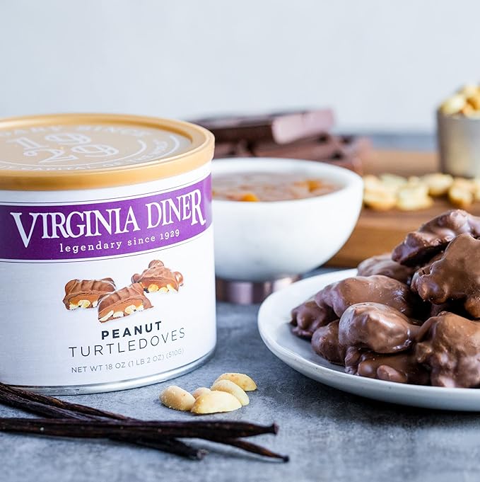 Virginia Diner Chocolate Pecan Dovetail Candy Clusters with Caramel - Preservative Free Gifts from Virginia Since 1929-18 Oz
