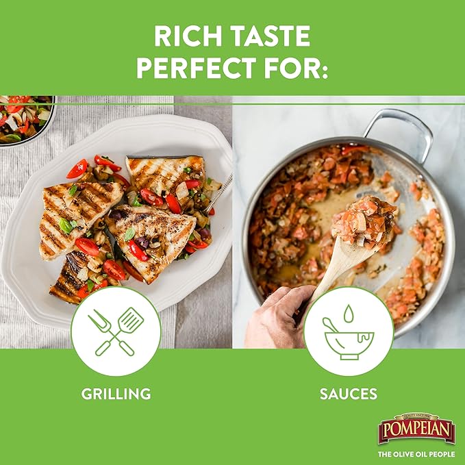 Pompeian Rich Taste Olive Oil High Heat Cooking Baking &amp Sauteing High Smoke Point 16 Fl Oz (Pack of 5)