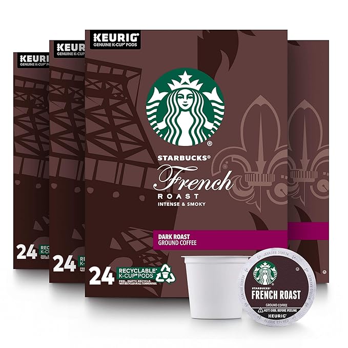 Starbucks K-Cup Coffee Pods - Dark Roast French Roast and Italian Roast for Keurig Brewers