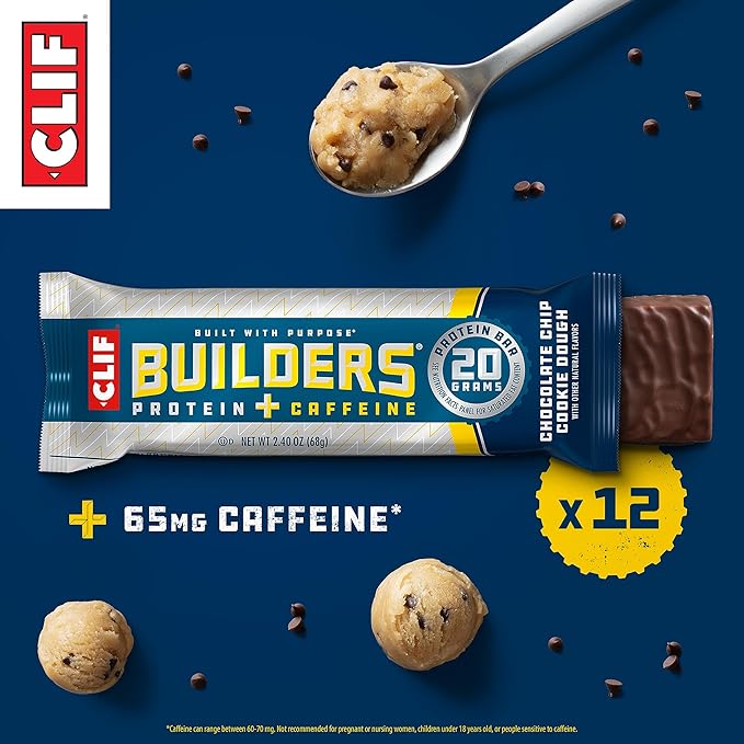 CLIF Builders - Chocolate Flavor - Protein Bars - Gluten-Free - Non-GMO - Low Glycemic &amp Chocolate Chip Cookie Dough Flavor - Protein Bars - Gluten-Free - Non-GMO - Low Glycemic