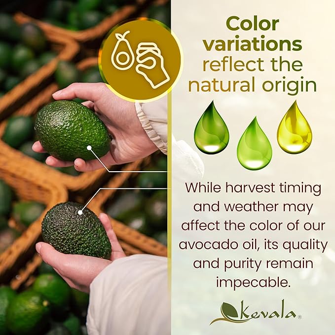 Kevala Avocado Oil – Cold Pressed | Non‑GMO Project Verified &amp Kosher | Multipurpose for High Smoke Point Cooking Roasting Sautéing &amp Skin Moisturizing – Ideal Kitchen Staple – 128 Fl Oz (Pa