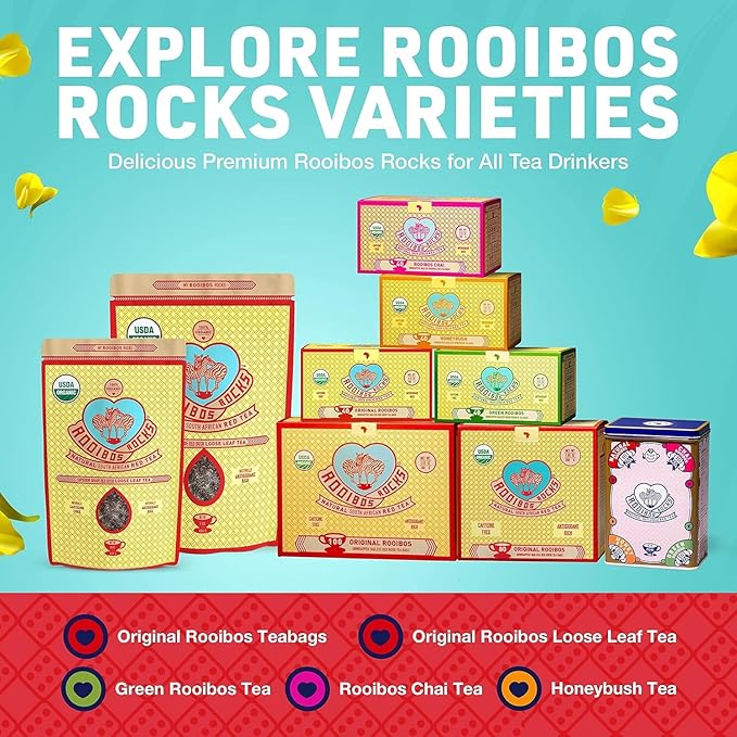 Naturally Sweet Organic Rooibos Tea - 16 oz Premium Loose Leaf - Caffeine Free &amp Sugar Free - Rich in Antioxidants