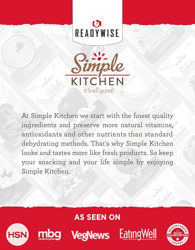 READYWISE - Simple Kitchen Freeze-Dried Strawberries Pack of 1 Vegetarian Gluten Free Snacks Strawberries Dried Fruit Pre Workout Healthy Snacks Camping Backpacking Survival Food