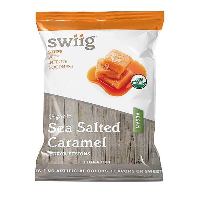 swiig Flavor Fusion Organic Sea Salted Caramel Vegan No GMO Ingredients No Artificial Colors Flavors or Sweeteners No Gluten 3.25 lbs Bag