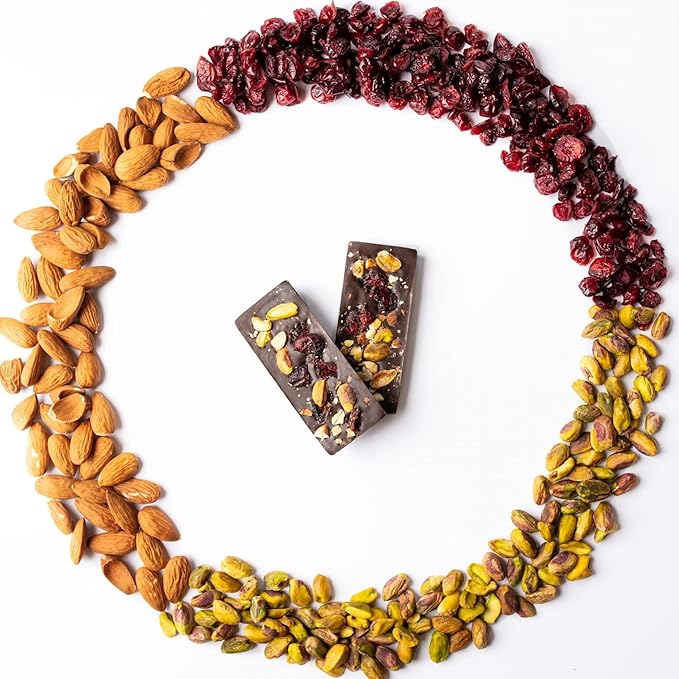 JoJo's Guilt-Free Chocolate with Almonds 70% Dark Chocolate Pistachios Dried Cranberries 1LB (Pack of 2) 16 Ounces