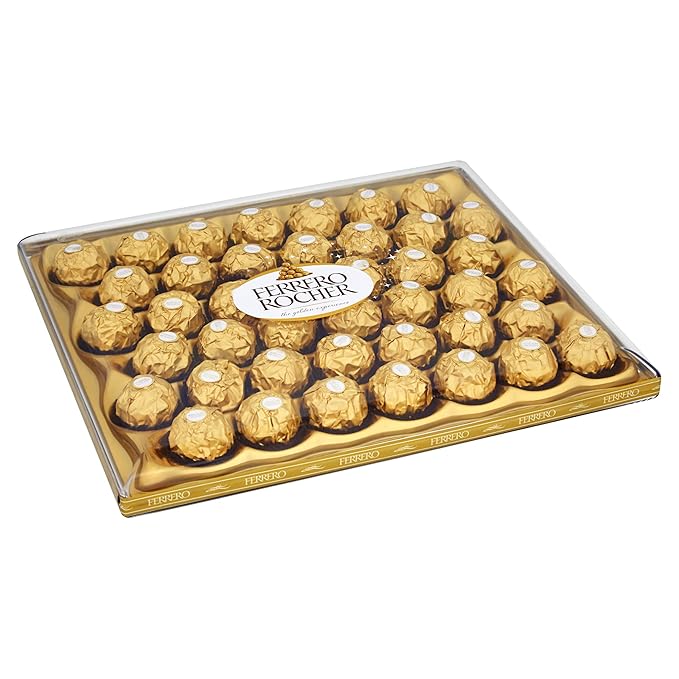 Ferrero Rocher Chocolate Gift Set Hazelnut and Milk Chocolate Pralines Box of 42 Pieces