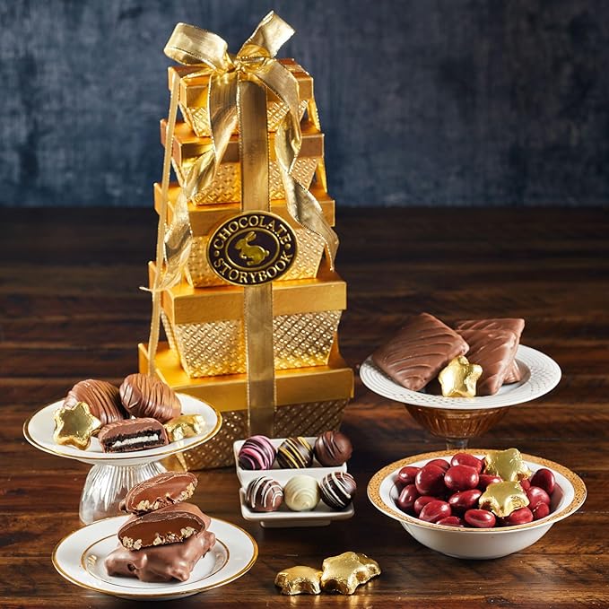 Chocolate Assortment Gift Box - Truffles Assorted Milk Dark White Chocolates Special Occassions (Chocolate Ballotin Gift Tower)