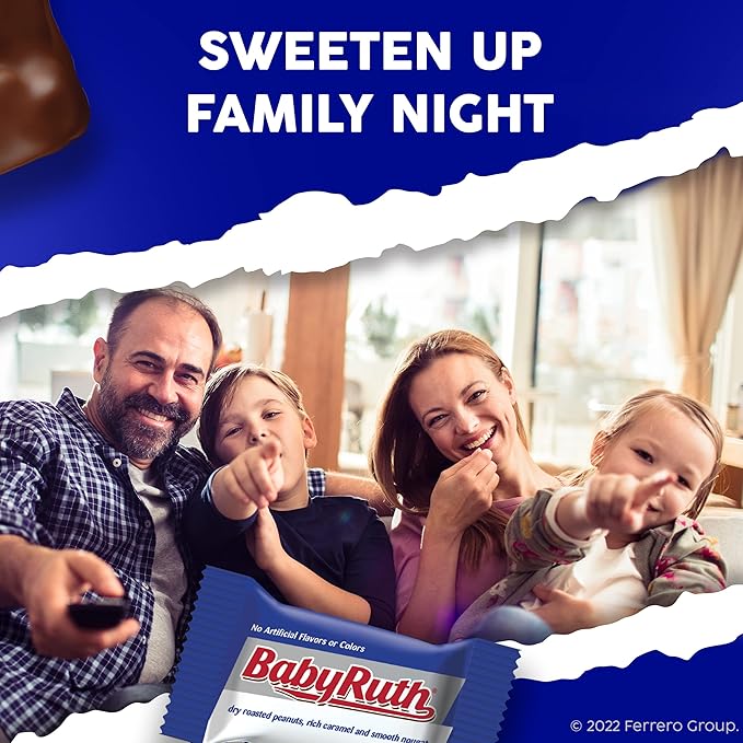 Baby Ruth Chocolatey Peanut Caramel Nougat Minis Individually Wrapped Candy Bars Resealable Share Size 9.6 oz 8 Pack