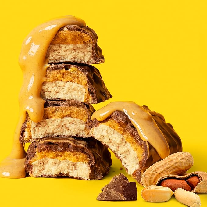 FITCRUNCH Snack Size Protein Bars 6-Layer Baked Bar 3g of Sugar Gluten Free &amp Soft Cake Core (18 Bars Peanut Butter Crunch)