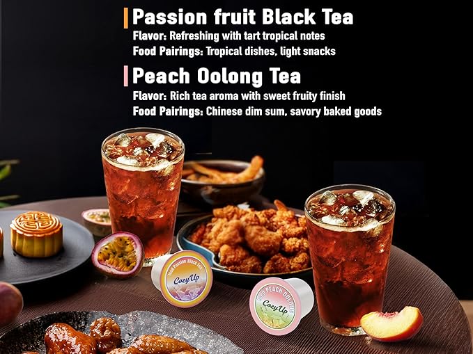 Cozy Up Iced Sweet Fruit Tea Variety Pack 36 Count - Compatible with Keurig Brewers Includes Berry Paradise Peach Passion Lemon Peach Oolong &amp Apple Green Tea - Single Serve Pods for Brew Ov