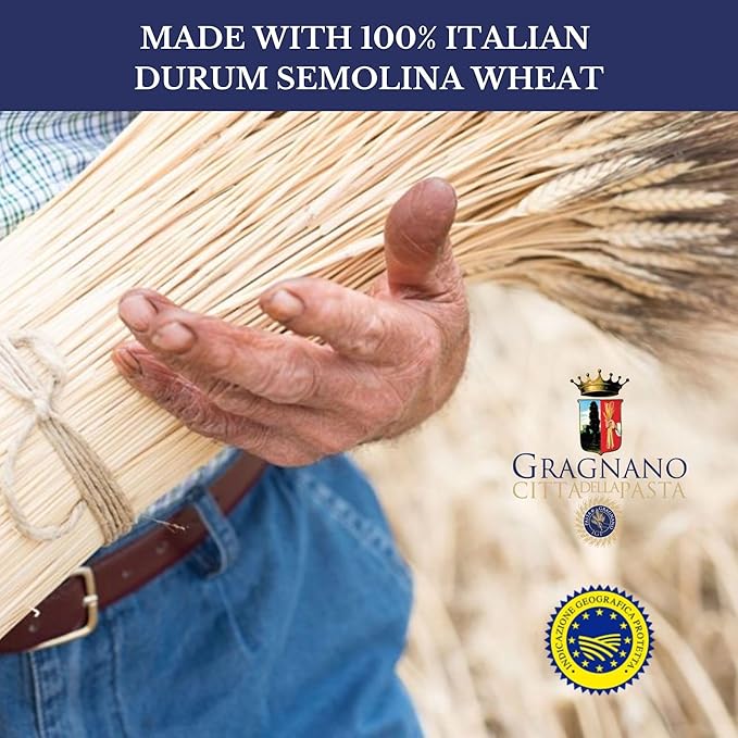 Pastificio Di Martino - Pasta Tortiglioni 16oz (6 Packs) Non-GMO Organic Pasta Made in Italy with 100% Italian Durum Semolina Wheat - High in Protein Perfect with Tomatoes and Basil Bronze Die