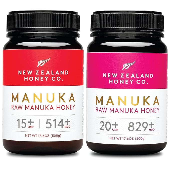 New Zealand Honey Co. Raw Manuka Honey UMF 20+ | MGO 829+ 17.6oz &amp UMF 15+ | MGO 514+ 17.6oz