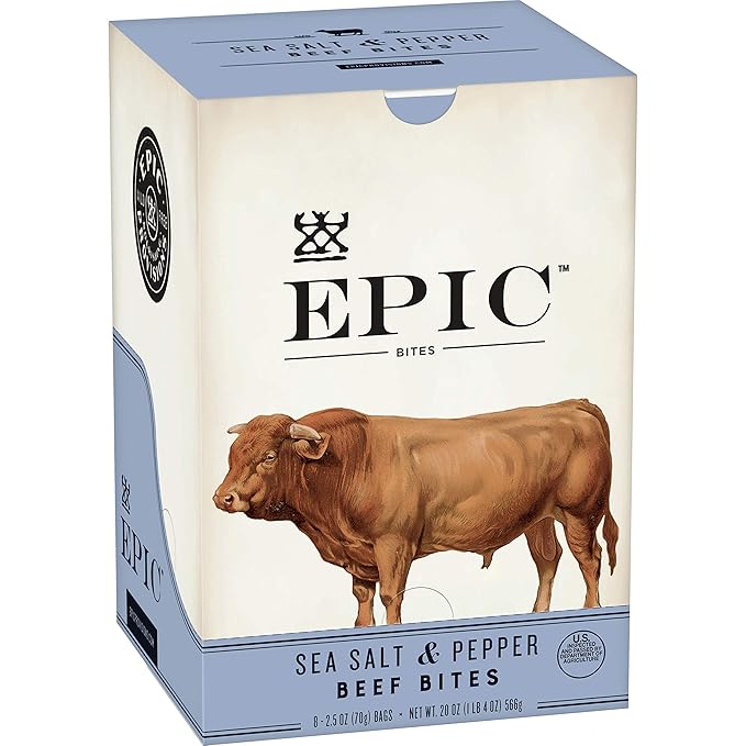 EPIC Beef Sea Salt Pepper Bites Jerky Keto Friendly 8 ct