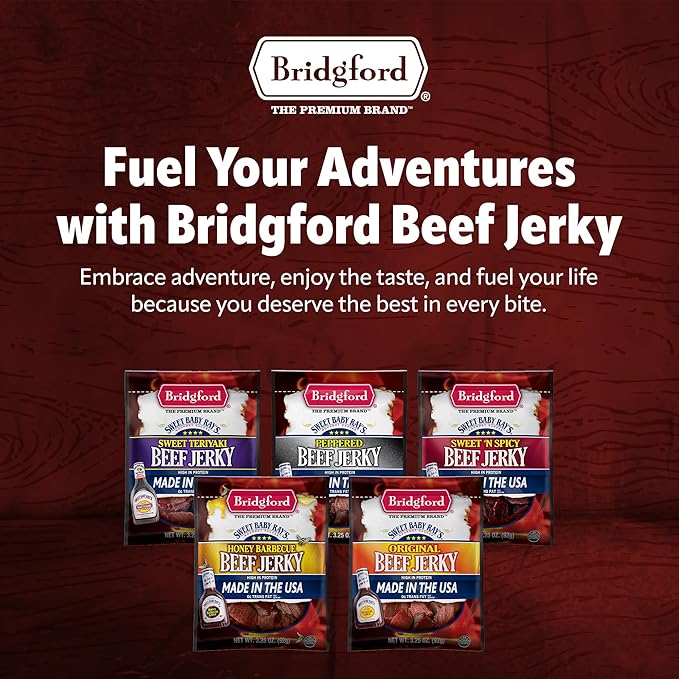 Bridgford Sweet Baby Ray's Beef Jerky Original 10 oz Pack of 4 - High Protein Healthy Snacks for Your Dietary Preferences - Ready-to-Eat Beef Jerky for On-The-Go Snacking and Busy Lifestyles