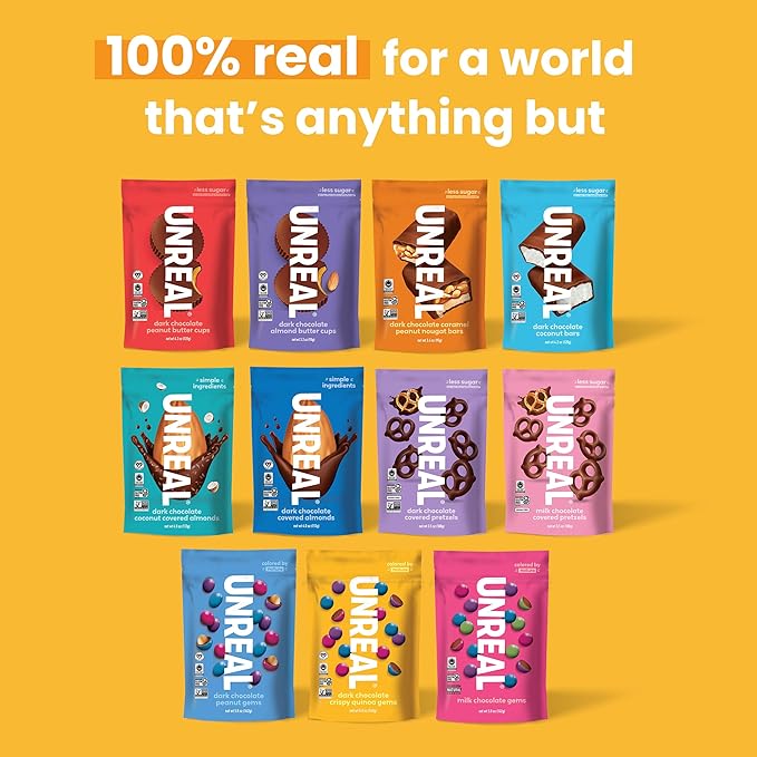 Unreal Dark Chocolate with Crispy Quinoa Zero Sugar Alcohols Non-GMO 5 Oz (Pack of 6)
