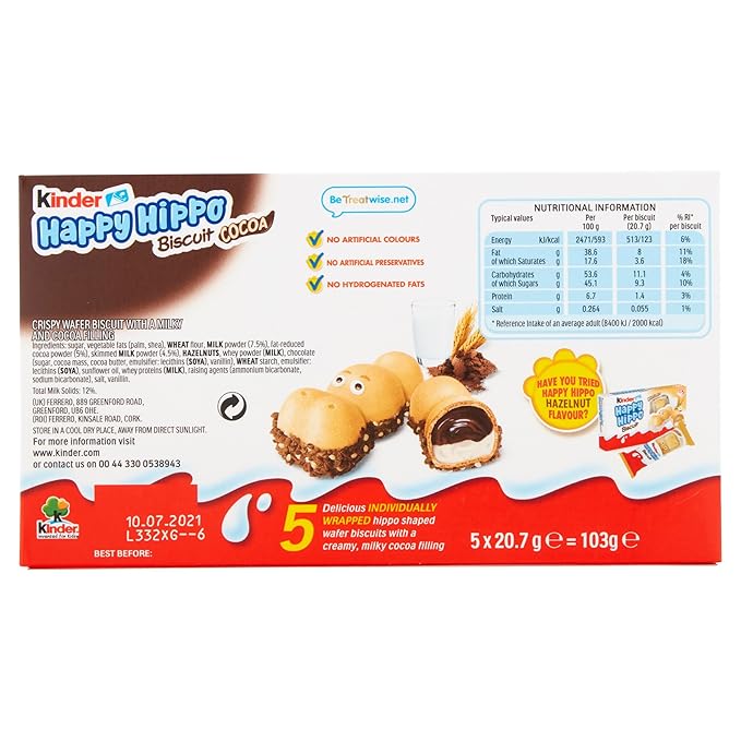 Kinder Happy Hippo Cocoa Cr?..Me T5 10 Pack