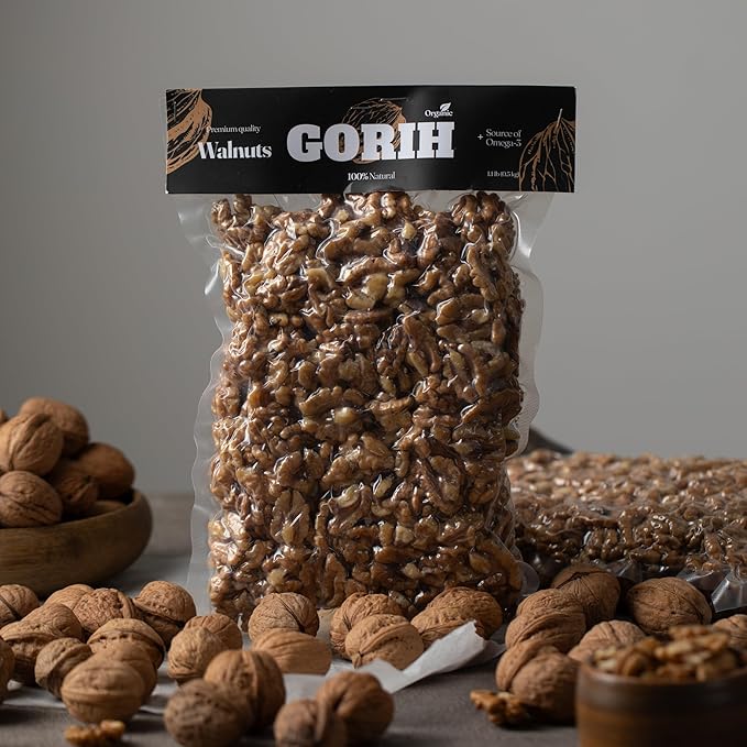 GORIH Walnuts Halves and Pieces 70 Oz - Natural Raw Unsalted Vegan Shelled - Unroasted Walnuts Perfect for Baking Cooking and Snack Topping