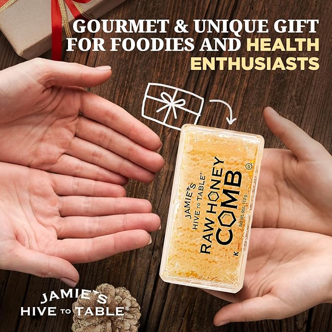 Jamie's Hive To Table 100% Raw Honeycomb 48 Oz (Pack of 12) – All-Natural Pure Georgia Honeycomb – Fresh Georgia Honeycomb with Bee Pollen and Propolis No Additives or Preservatives Non-GMO