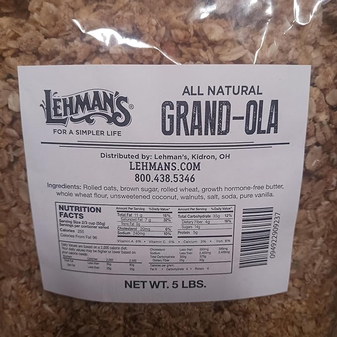 Schlabach's All-Natural Gourmet Granola Amish Bakery Made Wholesome Original Flavor Snack Mix and Cereal 5 lb Bag