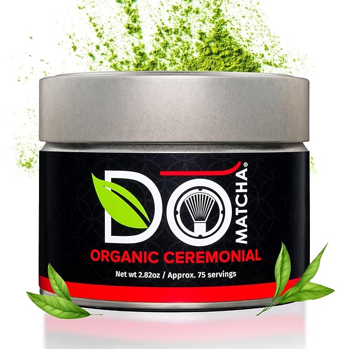 DoMatcha - Organic Ceremonial Green Tea Matcha Powder Natural Source of Antioxidants Caffeine and L-Theanine Promotes Focus and Relaxation Kosher 75 Servings (2.82 oz)