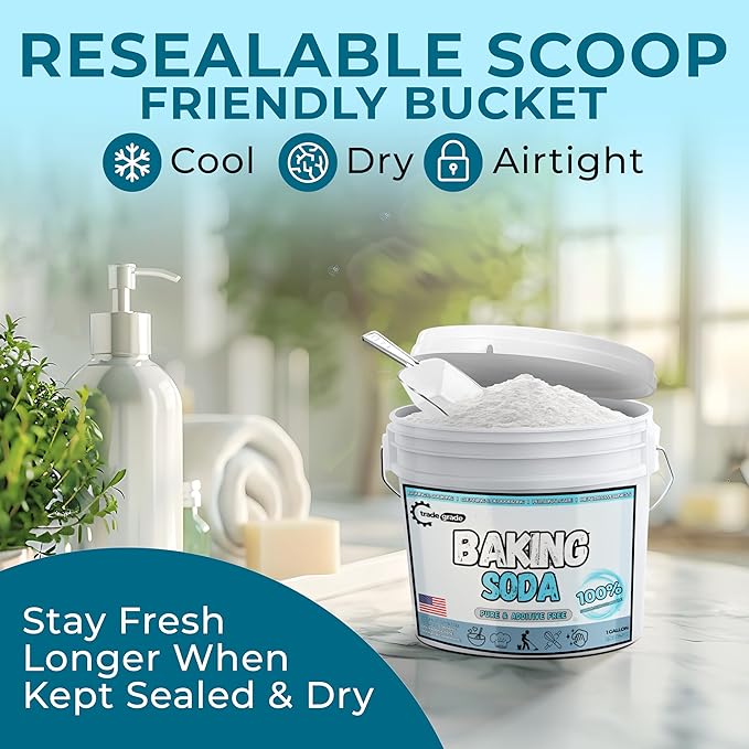 TradeGrade Pure Baking Soda Powder (1 Gallon) Food-Grade Sodium Bicarbonate Powder for Cooking Cleaning &amp Deodorizing
