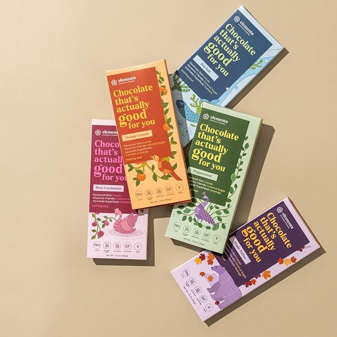 Elements Truffles Peppermint Flavoured Dark Chocolate Bar| Ayurvedic Vegan &amp Gluten Free | No Refined Sugar &amp Artificial Flavours | Enriched with Cocoa Coconut Sugar &amp Lavender 50g (Pack