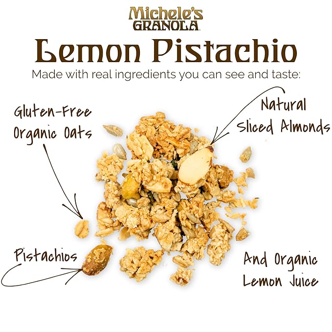 Michele's Granola Lemon Pistachio Handmade Whole Grain Vegan Gluten-Free &amp Non-GMO 36oz Resealable Bag