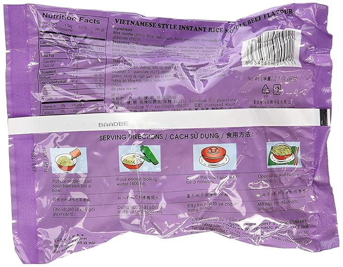 Vifon Beef Flavor Soup Instant Pho Noodle Flavour Pack of 12 Original 25.2 Ounce