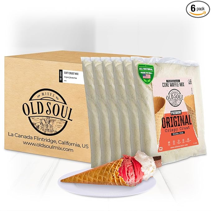 OldSoul Professional Cone Waffle Mix | Original Flavour | Batter Mix | GLUTEN FREE | 30 Lbs | 672 Ice Cream Cones (30 Lbs Gluten Free)