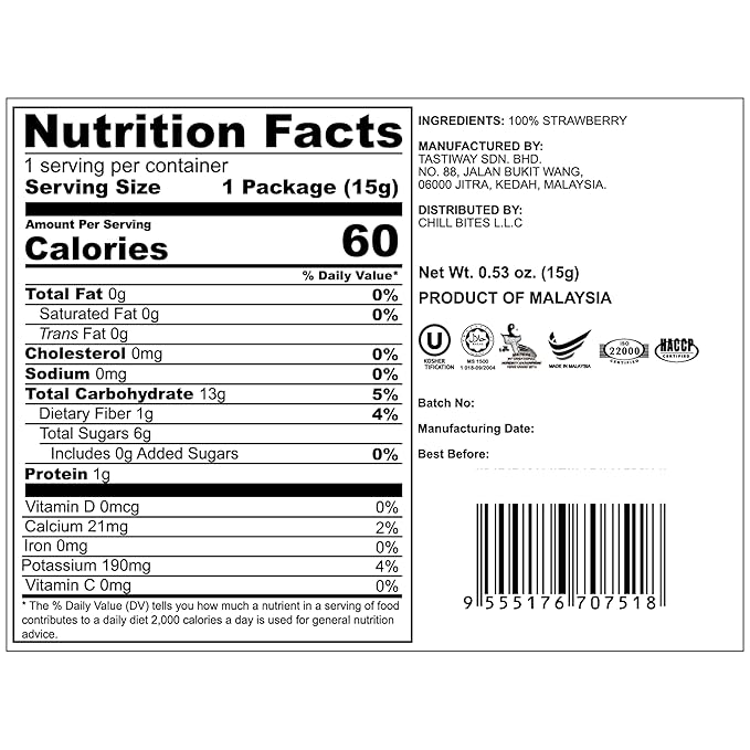 ALOR 100% Natural Dried Strawberries – Unsweetened No Sugar Added Real Fruit Snack – Crispy Crunchy &amp Gluten-Free – Healthy Freeze-Dried Strawberry Slices (15 Grams x 8 Packs- Strawberry)