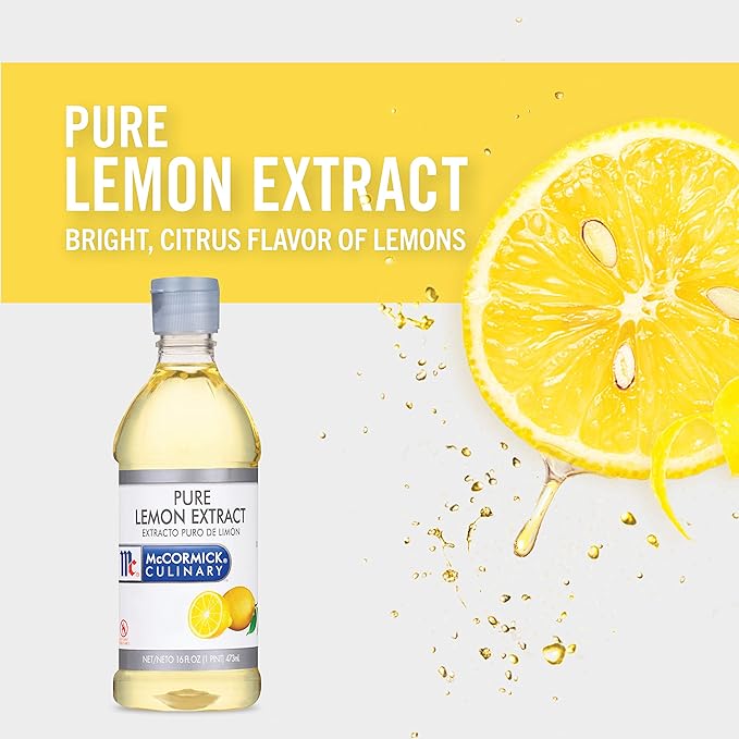 McCormick Culinary Pure Lemon Extract 16 fl oz - One 16 Fluid Ounce Bottle of Lemon Flavoring Extract Great for Subtle Lemony Flavors to Glazes and Fillings Such as Mousses and Custards