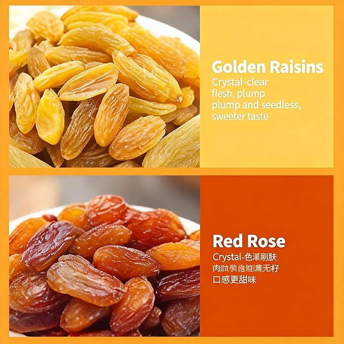5-Color Seedless Raisins – Individually Wrapped No Washing Soft Chewy Dried Fruit For Snacking Baking &amp Cooking (5 Flavors)