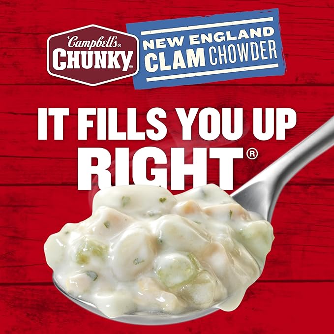 Campbell's Chunky Soup New England Clam Chowder 18.8 Oz Can (Case of 12)