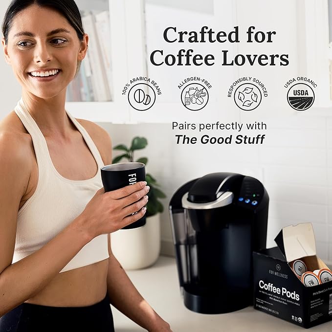 For Wellness Arabica Coffee Pods (24 Pods Dark Roast) – Pair With The Good Stuff to Supercharge Your Coffee