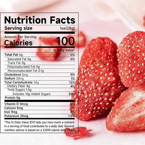 8.82 Oz Freeze Dried Strawberries Crispy Freeze-Dried Whole Strawberries Intense Sweet &amp Tart Flavor Natural Crispy Fruit Snack Dehydrated Fruit Dried Fruit Snack for Baking Yogurt