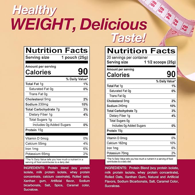 ProtiDIET High Protein Oatmeal Maple Brown Sugar and Apple Cinnamon - 14 Packets - Sugar Free Instant Oatmeal - High Protein Oats Rich in Fiber - Healthy Breakfast