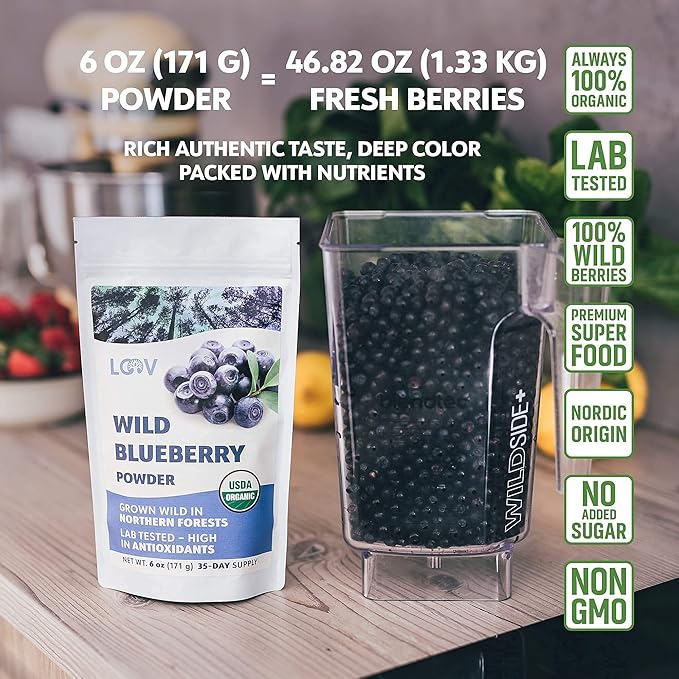 Bundle – 2 items: LOOV Organic Wild Blueberry Powder and Organic Raspberry Powder