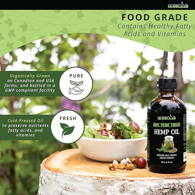 GreenIVe Hemp Oil 32oz Bottle (946mL) Natural Hemp Seed Oil Cold-Pressed Vegan Non-GMO Bottled in USA