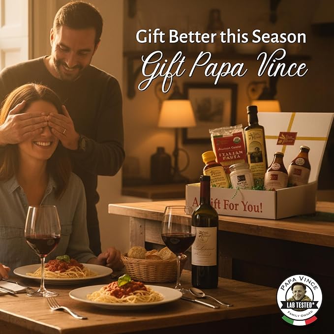 Papa Vince Italian Food Basket - Gourmet Gifts for Italians crafted in Italy from locally sourced organic ingredients by our family in Sicily Italy