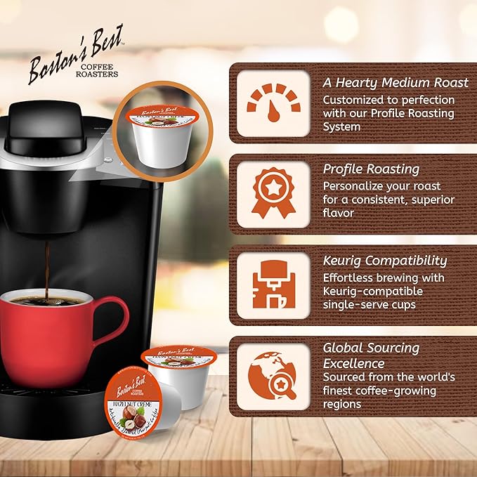 Boston’s Best - Hazelnut Creme Flavored Delicious Gourmet Coffee Compatible with Keurig® Coffee Maker 1 Count (42 Single Serve Cups)