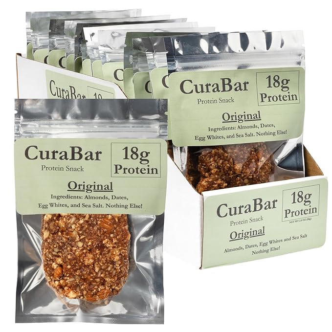 CuraBar Protein Bars – 17g Protein Low Carb Gluten Free Dairy Free Healthy Snack Seed Oil Free No Artificial Ingredients 12 Count Original