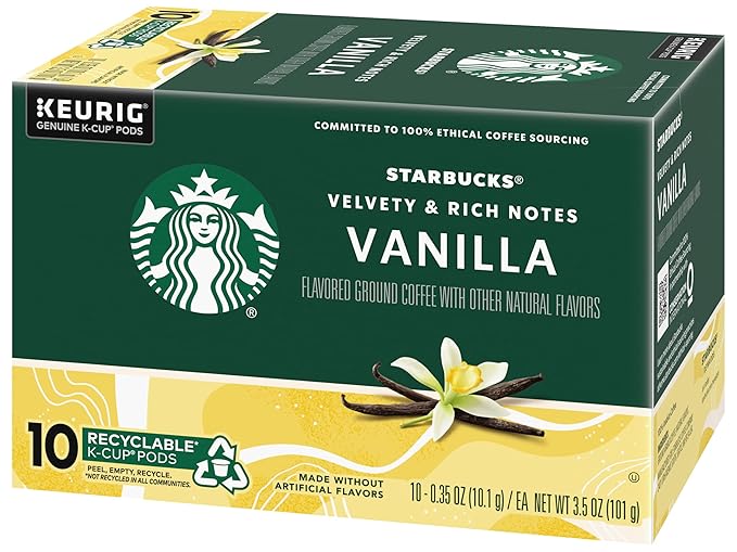 Starbucks Flavored Coffee K-Cup Pods Vanilla Flavored Coffee Made without Artificial Flavors Keurig Genuine K-Cup Pods 10 CT K-Cups/Box (Pack of 3 Boxes)