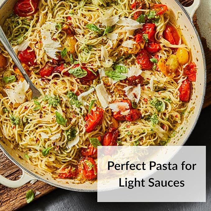 DeLallo Capellini Angel Hair Pasta Nests Made in Italy Made with Durum Wheat Semolina Non-Enriched Flour All Natural Kosher Non-GMO Preservative Free 8.82 oz Bag (3 Pack)