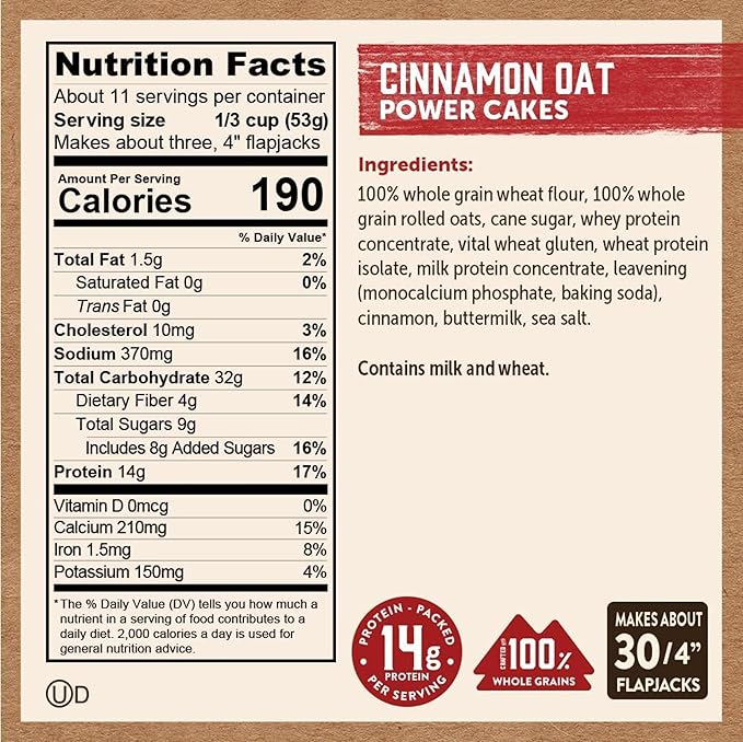 Kodiak Cakes Protein Pancake Power Cakes Flapjack and Waffle Mix Cinnamon Oat 20 Ounce (Pack of 6) (10705599012683)